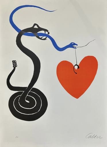 Alexander CALDER - Estampe-Multiple - Le serpent au cœur