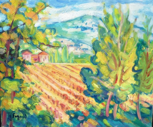 Gérard FAGARD - Gemälde - Champs de vignes à Sanary Sur Mer