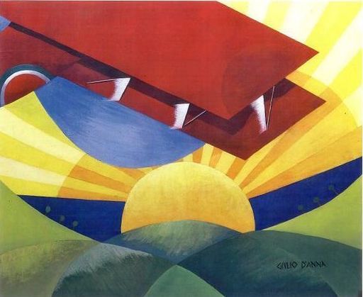 Giulio D'ANNA - Peinture - biplano nel sole 