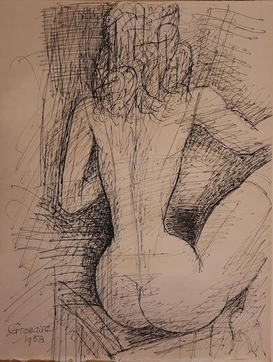 Marcel GROMAIRE - Drawing-Watercolor - Nu de dos