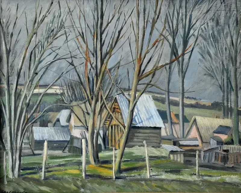 Frühlingslandschaft mit Farmhäusern de | Karl HAGEDORN ...