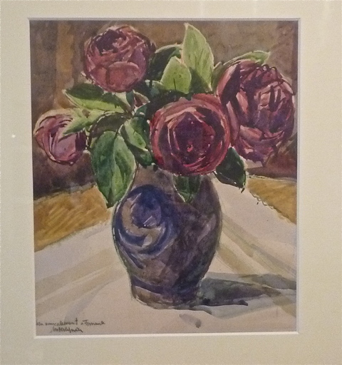 André DESLIGNIERES - Zeichnung Aquarell - Roses