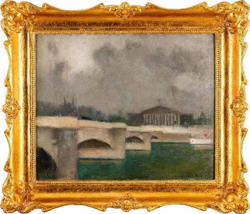Alfons KARPINSKI - Gemälde - View Through The Pont de la Concorde on The Chambre des Dépu