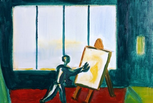 Virgilio GUIDI - Pintura - L'uomo che dipinge