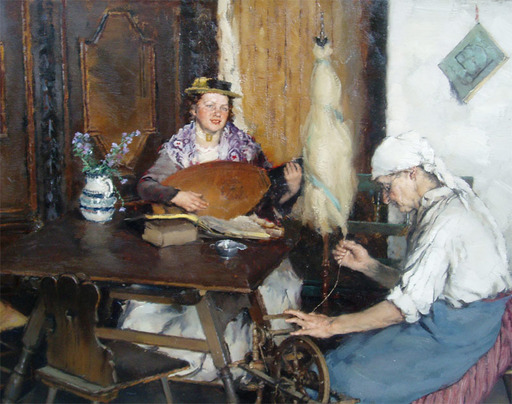 Peter KALMAN - Painting - interior Scene