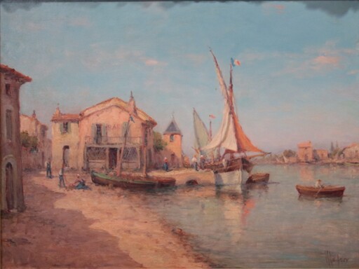Charles MALFROY - Painting - Bateaux au bord de mer