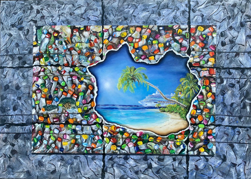 K. MIRA CETI - Gemälde - Pollution of the world's oceans - Lost paradise Part III