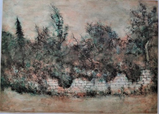 Bernard GANTNER - Grabado - Mur en lisière de forêt