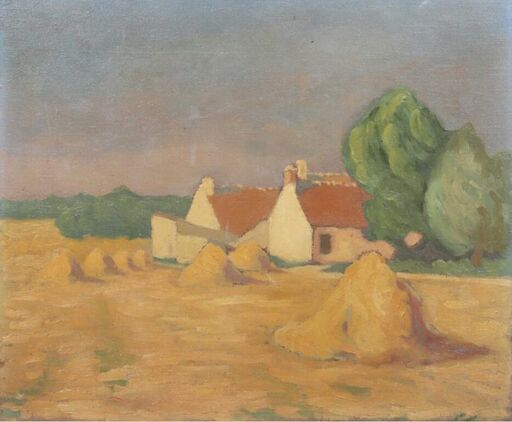 Alison Baily REHFISCH - Painting - c.1938 Brittany The millstones in front of the village 