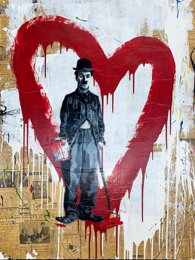 MR BRAINWASH - Pittura - Charlie Chaplin LOVE