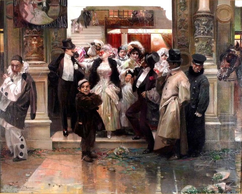 José GARCÍA RAMOS - Gemälde - Salida del baile de máscaras  