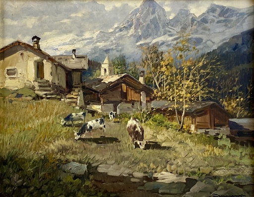Licinio CAMPAGNARI - Painting - Veduta di montagna di Licinio Campagnari