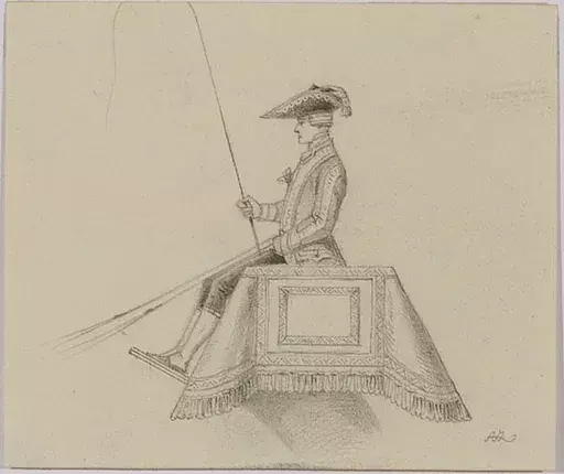 Anton ZAMPIS - Disegno Acquarello - Coachmen, Three Drawings, 1850s 