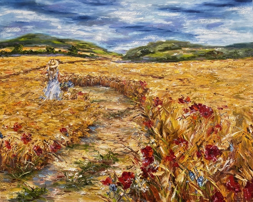 Diana MALIVANI - Painting - Promenade dans les champs