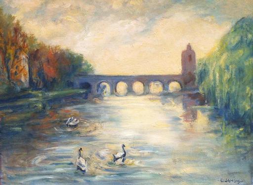 Edmond Victor JAMOIS - 绘画 - Paysage de rivière 