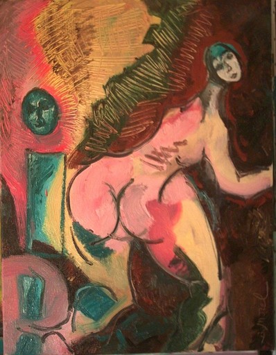 Bernard MOREL - Gemälde - FEMME ET PEINTRE