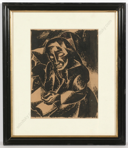 Boris DEUTSCH - Disegno Acquarello - "Old Jewish woman with book", drawing, 1929