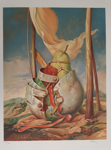 Samuel BAK - 版画 - Pear in a Surrealistic Landscape