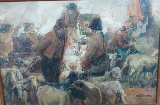 Giuseppe GHEDUZZI - Pintura - Uscita dall'ovile