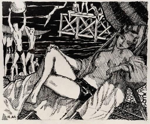 Henri MONTASSIER - Zeichnung Aquarell - "LA SIESTE"