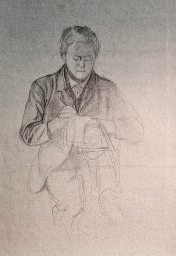 Arthur SIEBELIST - Dessin-Aquarelle - Junger Mann beim Zeichnen.