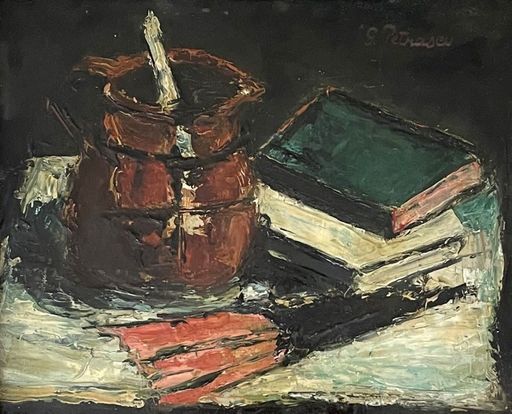 Gheorghe PETRASCU - Painting - Still Life with books