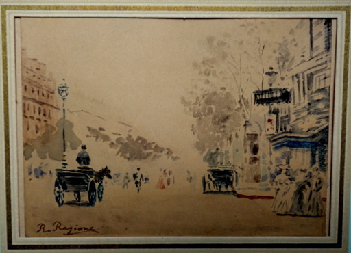 Raffaele RAGIONE - Disegno Acquarello - "Boulevards de Paris"