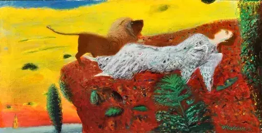 Vija MALDUPE - Painting - Lion and Angel