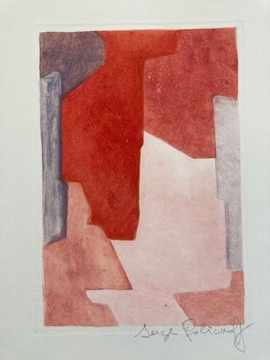 塞尔日•波利雅科夫 - 版画 - Composition mauve bleue et rouge EF XXI 