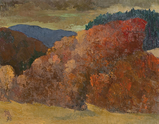 Rudolf KLAUDUS - Pittura - Herbstlicher Wald, 1976