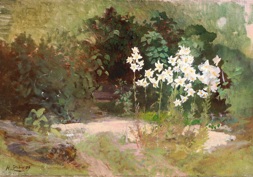 Henri ZUBER - Painting - Jardin fleuri