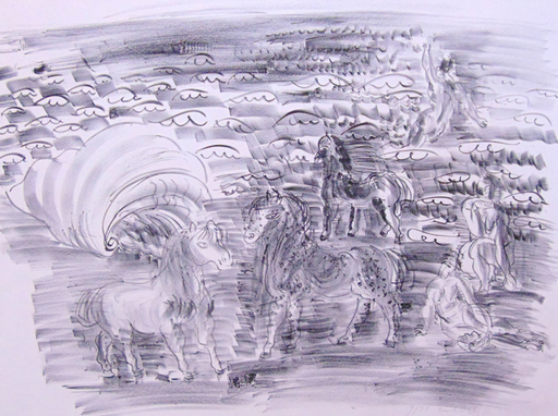 Raoul DUFY - Druckgrafik-Multiple - Small Horses, Bathers and Shell