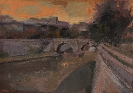 Ugo ATTARDI - Gemälde - Ponte sul Tevere