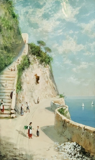 Maria GIANNI - Dibujo Acuarela - Promenade au bord de la falaise 