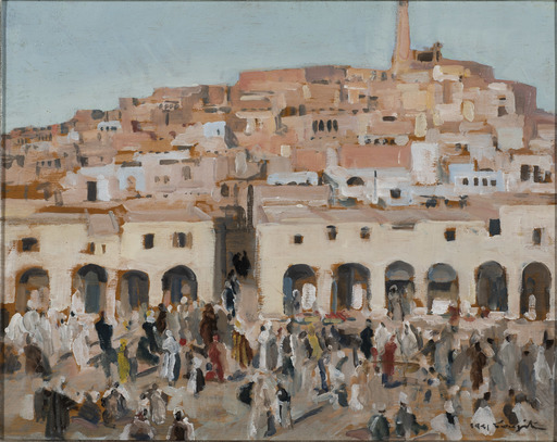 Tsuguharu FOUJITA - Pintura - Le marché a Ghardaia
