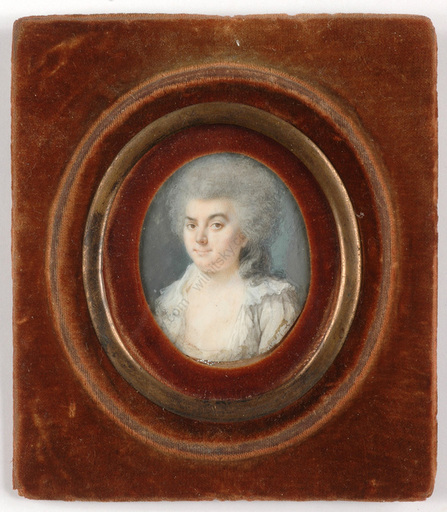 Joseph Marie BOUTON - Miniatur - "Portrait of a lady", important miniature on ivory! ca. 1790