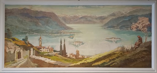 Daniele FONTANA - Painting - Veduta del Lago Maggiore