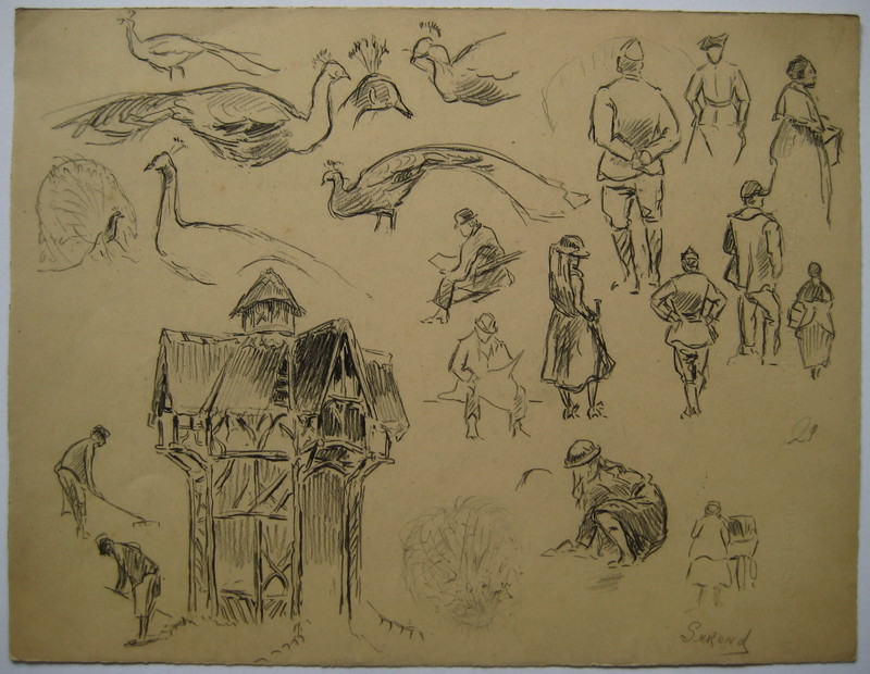 Gustave SURAND - 水彩作品 - DESSIN AU CRAYON SIGNÉ MAIN HANDSIGNED PENCIL DRAWING