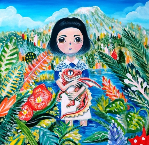 Seung-Hun SHIN - Painting - Fantasy Jesuisland- Island Girl Story Chun-ya Healing Garden