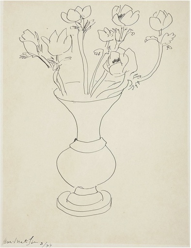 Henri MATISSE - Drawing-Watercolor - Bouquet de fleurs aux anémones