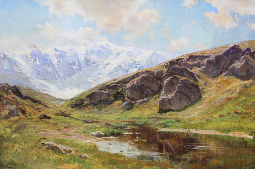 Henri ZUBER - Pintura - Le massif du Mont-Blanc