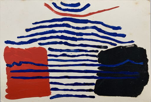 Bernard LASSUS - Painting - Variation d'une ligne rouge et d'une ligne bleue