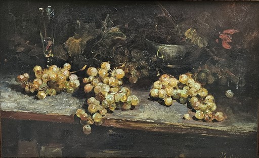 Jean-Baptiste OLIVE - 绘画 - raisins et champagne