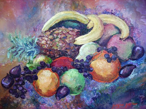 Serge SIEVIC - Painting - JETEE DE FRUITS