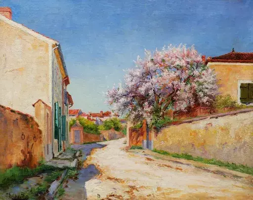 Félix François ROUBAUD - Gemälde - Rue ensoleillée à Cahors, printemps