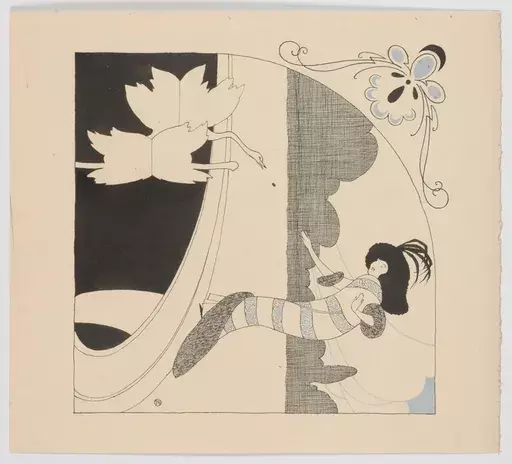 Léo FONTAN - 水彩作品 - "Art Nouveau Lady and Swans" by Leo Fontan 