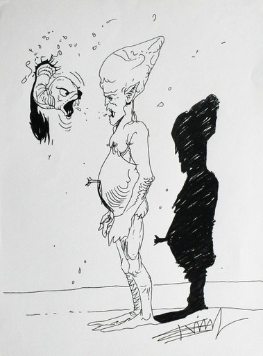 Enki BILAL - Zeichnung Aquarell - Période « PETITS MONSTRES »