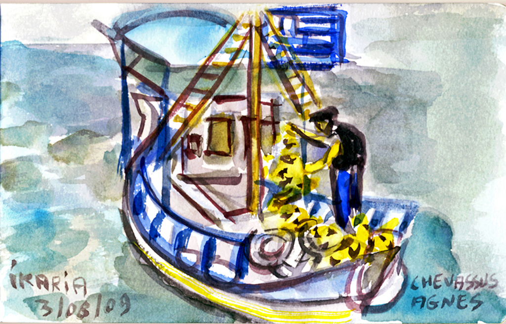 Aquarelle, peinture originale, Bord de mer à Milos, Grèce, 28x21cm -  AirNewArt