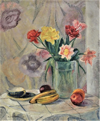 Konrad CRAMER - Pintura - Still life with flowers