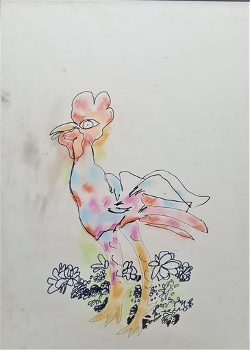 马里亚诺·罗德里格斯 - 绘画 - Gallo con flores
